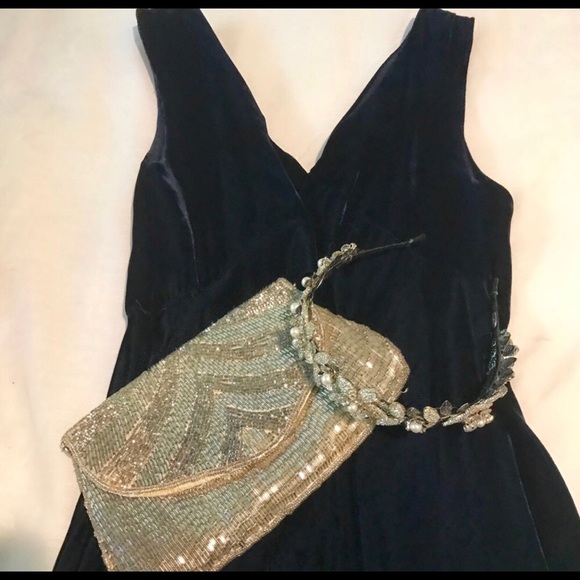 Hugo Buscati dress midnight blue velvet size 4 - Picture 8 of 10